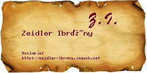 Zeidler Ibrány névjegykártya